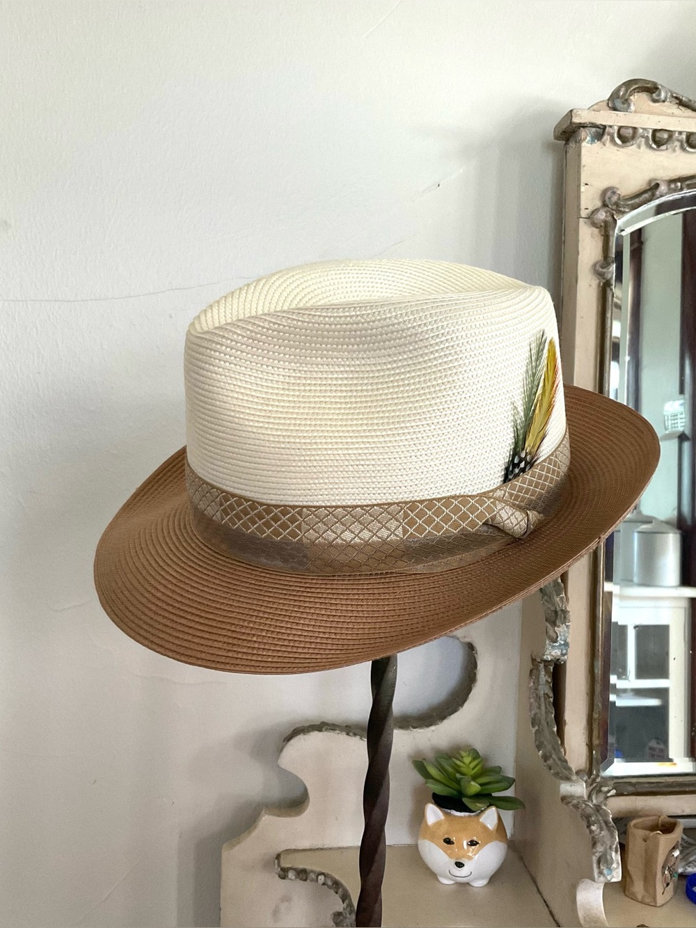 STETSON SIZE XL 2 TONE HAT BROWN CREAM FEDORA NWT
